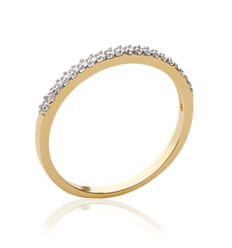 Bague plaqué or 750 5 microns bicolore et oxyde de zirconium micro serti