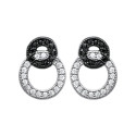 Boucles d'oreilles 15 mm - Paula - argent 925 rhodié - zircons noirs et blancs