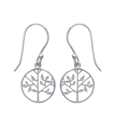 Boucles d'oreilles pendantes 30 mm arbre de vie - Tal - argent massif 925 rhodié