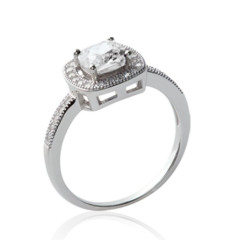 Bague argent massif 925 rhodié et oxyde de zirconium micro serti