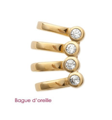 Boucles bague d'oreilles plaqué or 750 et oxyde de zirconium 5mm