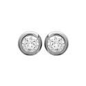 Puces d'oreilles clous rondes 4 mm - Juliette - argent 925 rhodié - zircon blanc