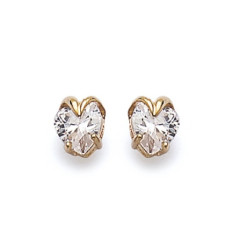 Boucles d'oreilles puces plaqué or 750 et oxyde de zirconium griffe contour