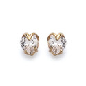 Boucles d'oreilles puces plaqué or 750 et oxyde de zirconium griffe contour