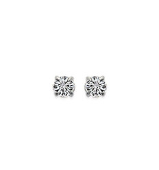 Boucles d'oreilles puces clous cristal transparent 4mm - Iris - argent massif