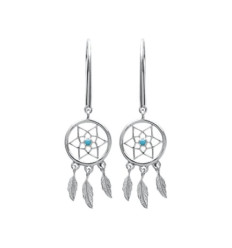 Boucles d'oreilles indiennes 42 mm - India - argent 925 rhodié - pierres bleues