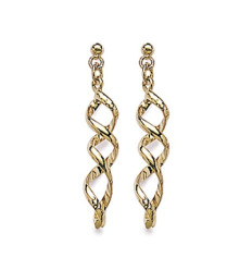 Boucles d'oreilles pendantes torsadées plaqué or 750