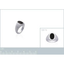 Bague argent massif 925 rhodié et imitation onyx