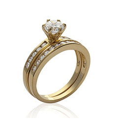 Bague plaqué or 750 5 microns et oxyde de zirconium