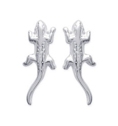 Boucles d'oreilles puces 14 mm salamandre lézard gecko - Mel - argent massif 925