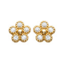 Boucles d'oreilles fleurs plaqué or 750 et oxyde de zirconium puces