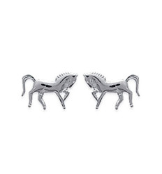 Boucles d'oreilles puces 6 mm cheval dressage - Nelly - argent massif 925 rhodié