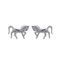 Boucles d'oreilles puces 6 mm cheval dressage - Nelly - argent massif 925 rhodié