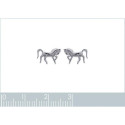 Boucles d'oreilles puces 6 mm cheval dressage - Nelly - argent massif 925 rhodié
