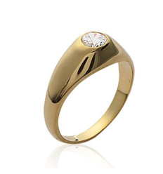Bague plaqué or 750 5 microns et oxyde de zirconium