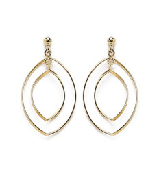 Boucles d'oreilles pendantes femme ovales plaqué or 750 jaune