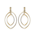 Boucles d'oreilles pendantes femme ovales plaqué or 750 jaune