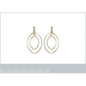 Boucles d'oreilles Plaqué Or 750 femme pendantes ovales tiges 33mm x 18mm