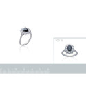 Bague argent massif 925 rhodié oxyde de zirconium et pierre véritable