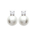 Boucles d'oreilles 11 mm - Alya - argent 925 rhodié - zircons - imitation perles