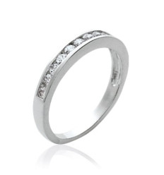 Bague argent massif 925 rhodié et oxyde de zirconium