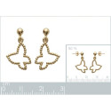 Boucles d'oreilles papillons pendantes Plaqué Or 750 tiges 18mm x 13mm