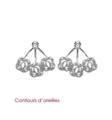 Contours d'oreilles 16 mm fleurs - Klara - argent massif 925 rhodié - zircons