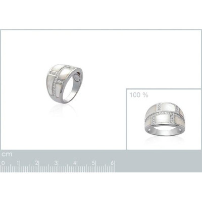 Bague argent massif 925 rhodié oxyde de zirconium et nacre
