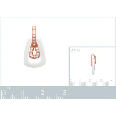 Pendentif plaqué or 750 3 microns rose oxyde de zirconium et céramique