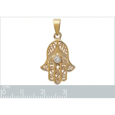 Pendentif plaqué or 750 3 microns et oxyde de zirconium
