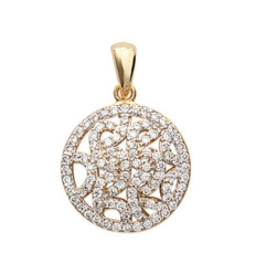 Pendentif plaqué or 750 3 microns bicolore et oxyde de zirconium micro serti