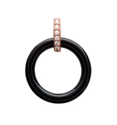 Pendentif plaqué or 750 3 microns rose oxyde de zirconium et céramique
