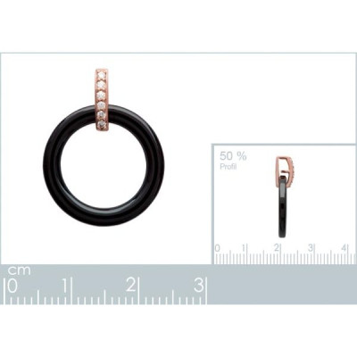 Pendentif plaqué or 750 3 microns rose oxyde de zirconium et céramique