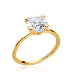 Bague plaqué or 750 5 microns et oxyde de zirconium