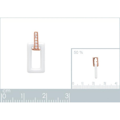 Pendentif plaqué or 750 3 microns rose oxyde de zirconium et céramique