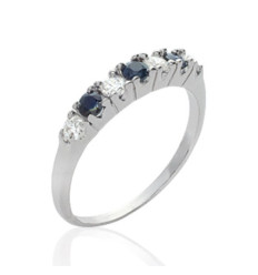 Bague argent massif 925 rhodié oxyde de zirconium et pierre véritable