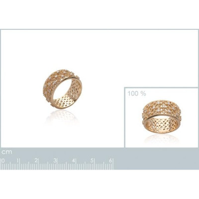 Bague plaqué or 750 5 microns et oxyde de zirconium