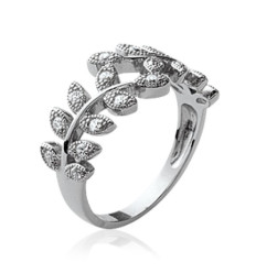 Bague argent massif 925 rhodié et oxyde de zirconium micro serti