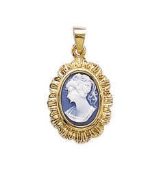 Pendentif plaqué or 750 3 microns et imitation camée
