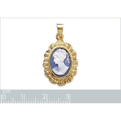 Pendentif plaqué or 750 3 microns et imitation camée