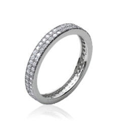 Bague argent massif 925 rhodié et oxyde de zirconium micro serti