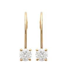 Boucles d'oreilles plaqué or 750  et oxyde de zirconium pendantes crochets
