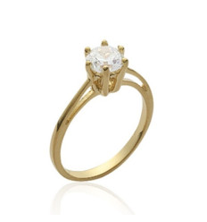 Bague plaqué or 750 5 microns et oxyde de zirconium