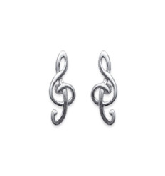 Boucles d'oreilles puces 12 mm clé de sol - Djena - argent massif 925 rhodié