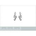 Boucles d'oreilles puces 12 mm clé de sol - Djena - argent massif 925 rhodié