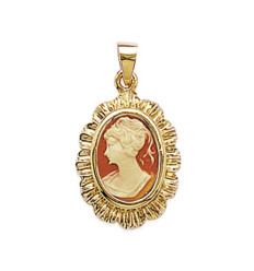 Pendentif plaqué or 750 3 microns et imitation camée