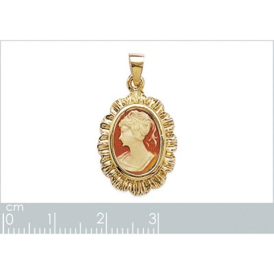 Pendentif plaqué or 750 3 microns et imitation camée