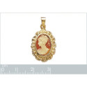 Pendentif plaqué or 750 3 microns et imitation camée