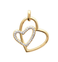 Pendentif plaqué or 750 3 microns bicolore et oxyde de zirconium