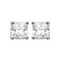 Puces d'oreilles 5 mm clous - Adelie - argent 925 rhodié - zircon carré blanc